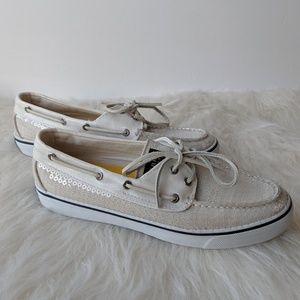 Sperry Top Sider White Sequin Boat Shoe